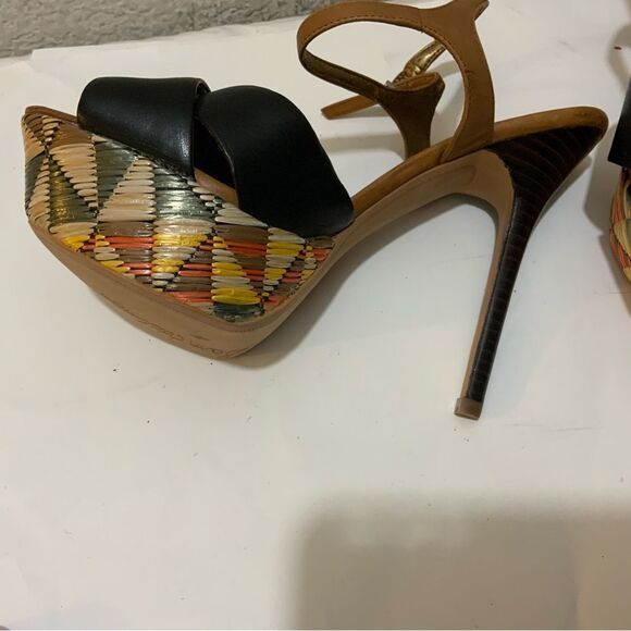 Sam Edelman Mason Women's Black Leather Open Toe Ankle Strap Platform Heels 7 M - Picture 6 of 13